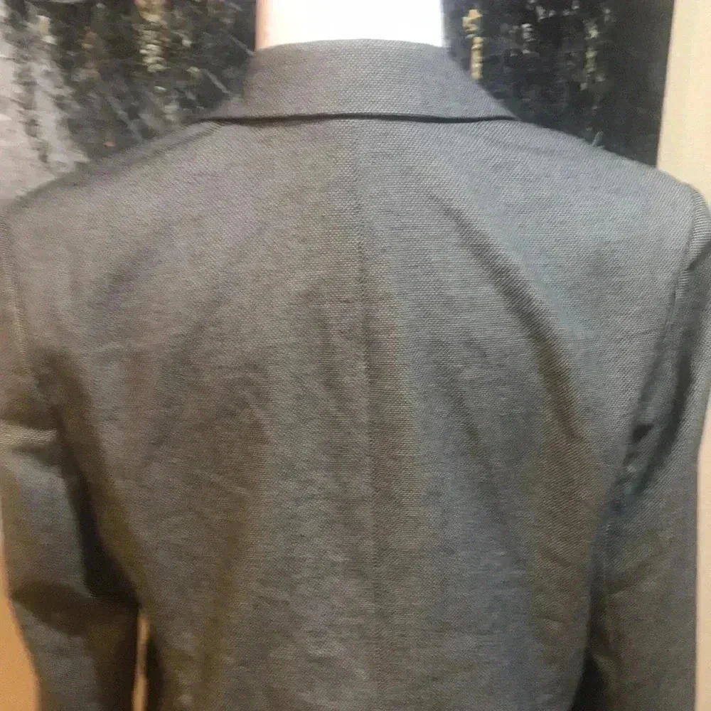 Liz Claiborne Gray & Black Single Button Blazer with Functional Pockets-Size L